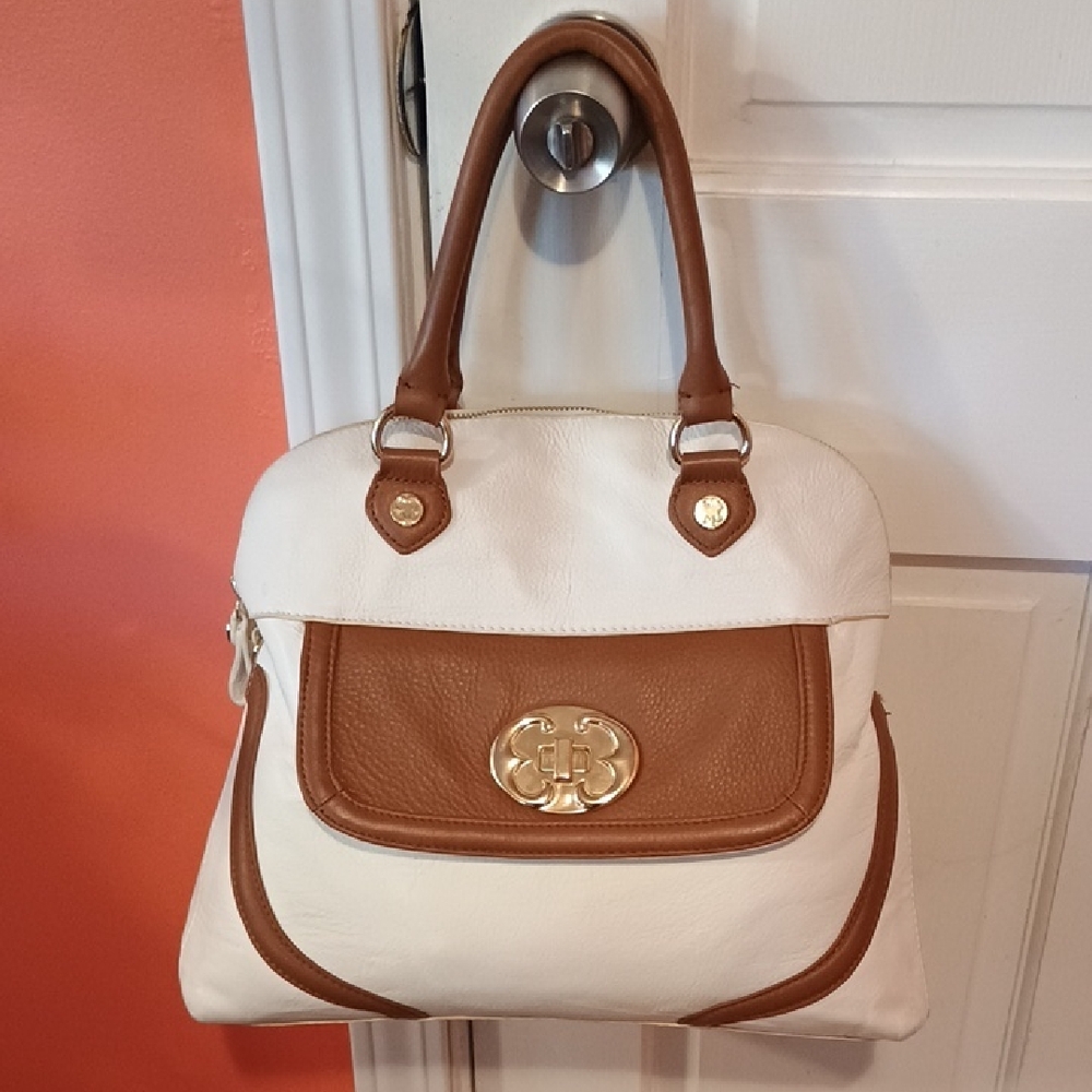 NWOT Emma Fox White and Brown Handbag/Satchel